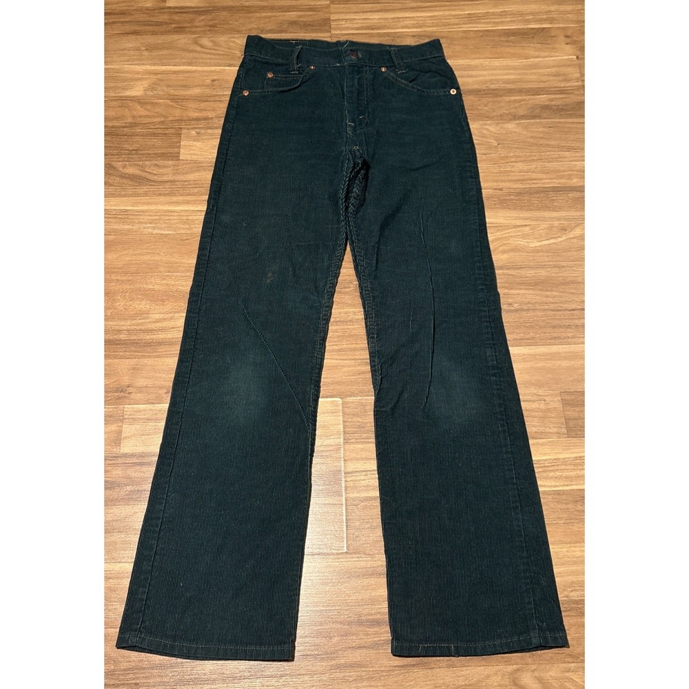 Vintage Levis 716 1539 Orange Tab Corduroy Pants Green 28x30 1980s Made in USA